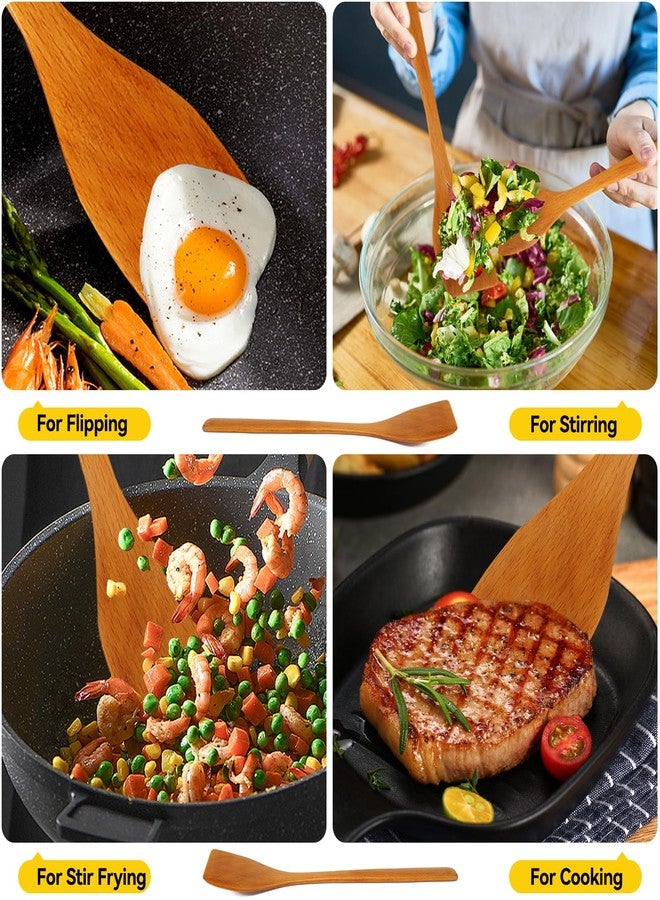 Agatige Wooden Spatula for Cooking, 9.7in Small Flat Frying Spatula Turner Wooden Cooking Utensils Flat for Nonstick Cookware Wok Accessories(Light Wood Color) - Image 5