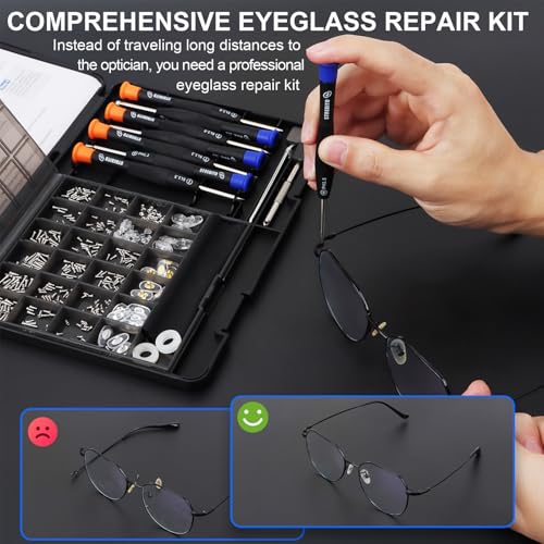 STREBITO Glasses Repair Kit, All-in-One Eyeglass Repair Kit with 16 Sizes of Screws, 12 Pairs of Nose Pads & Tweezer, Precision Screwdriver Set for Glasses, Sunglasses, Watches & Small Electronics - Image 3