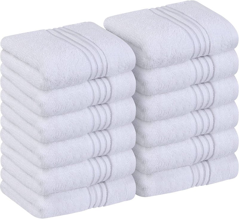 Utopia Towels 12 Pack Premium Wash Cloths Set 12 by 12 Inches 100 Cotton Ring Spun Highly Absorbent and Soft Feel Washcloths for Bathroom Spa Gym and Face White