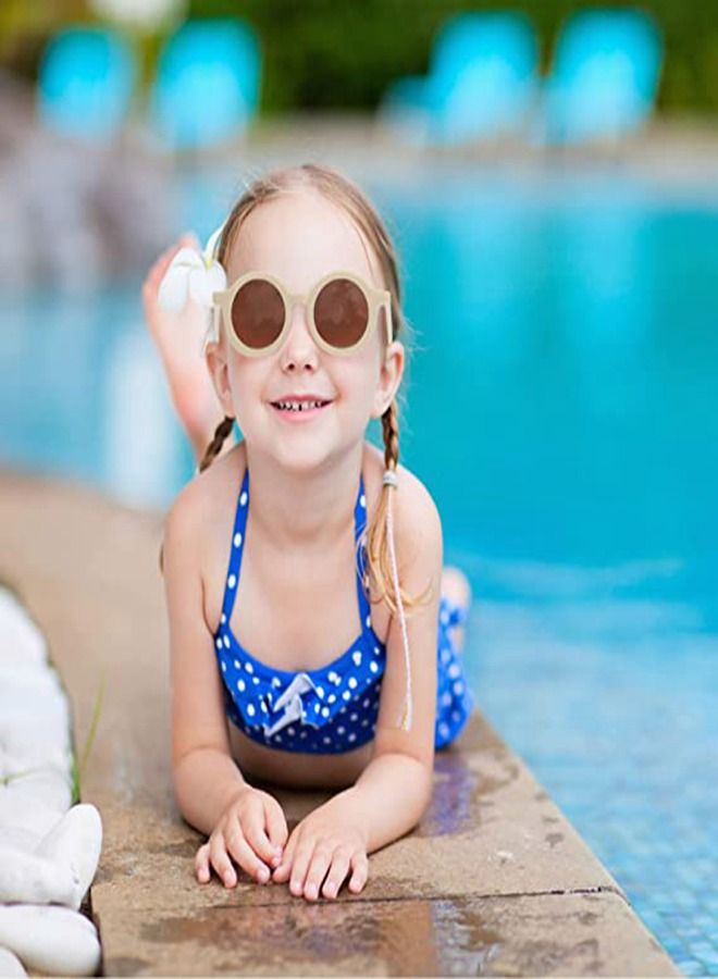 سيوسي نظارات شمسية للأطفال ، نظارات شمسية دائرية لطيفة ريترو للأطفال البنات والأولاد Sunnies نظارات شمسية للحماية من الأشعة فوق البنفسجية 400 ، إطار مرن للفتيات والأولاد بعمر 2-10 سنوات Morandi نظارات شمسية - Image 3