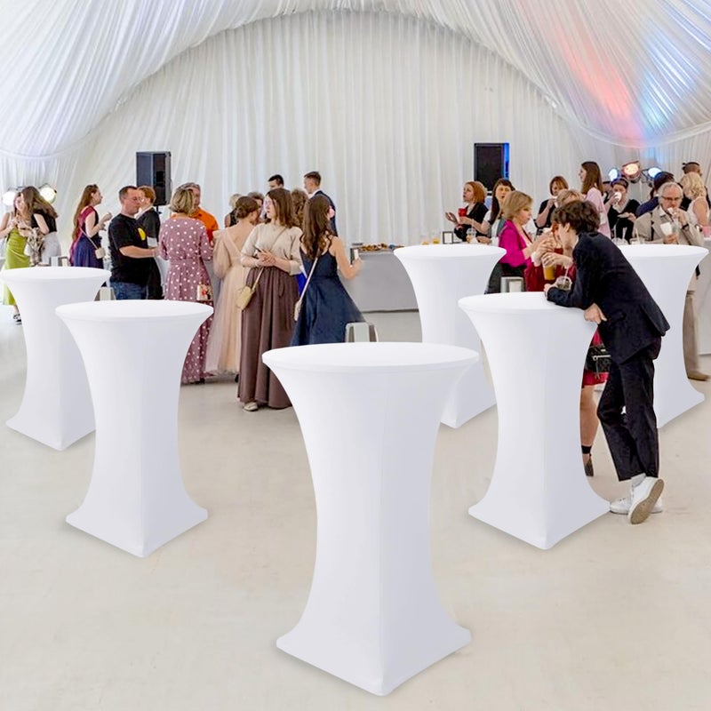 Enjoyidea Cocktail Table Covers-Spandex Round High Top Table Cloths 6 Pack 32x43 Inch-White Stretch Fitted Bar Tall Tablecloth for Pub Bistro Highboy Party Event Banquet Height Folding Satnding Tables - Image 3