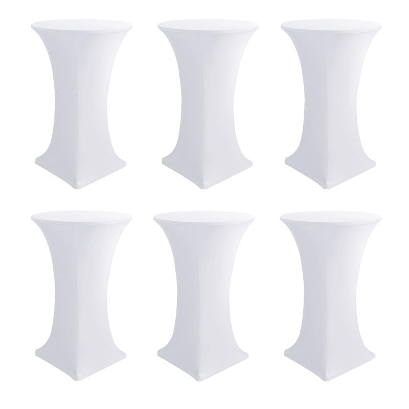 Enjoyidea Cocktail Table Covers-Spandex Round High Top Table Cloths 6 Pack 32x43 Inch-White Stretch Fitted Bar Tall Tablecloth for Pub Bistro Highboy Party Event Banquet Height Folding Satnding Tables - Image 1