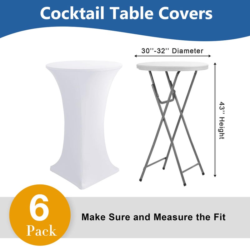 Enjoyidea Cocktail Table Covers-Spandex Round High Top Table Cloths 6 Pack 32x43 Inch-White Stretch Fitted Bar Tall Tablecloth for Pub Bistro Highboy Party Event Banquet Height Folding Satnding Tables - Image 4