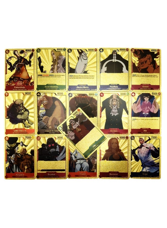 55-Piece Anime One Piece Gold Cards Set, Anime Card Game Booster Packs, Gold Foil Cards,Trading Card, Collectible Rare Golden Cards Best Gift for Collectors and Kids - Image 4