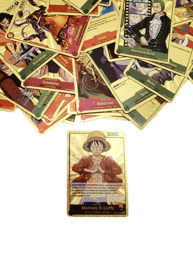 55-Piece Anime One Piece Gold Cards Set, Anime Card Game Booster Packs, Gold Foil Cards,Trading Card, Collectible Rare Golden Cards Best Gift for Collectors and Kids - Image 2