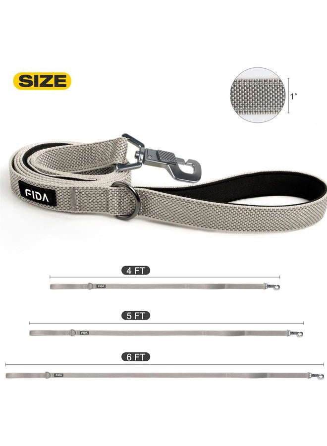 fida 4 FT Heavy Duty Dog Leash with 2 Comfortable Padded Handles, Traffic Handle & Advanced Easy Snap Hook, Reflective Walking Lead for Large, Medium & Small Breed Dogs, Grey - Image 5