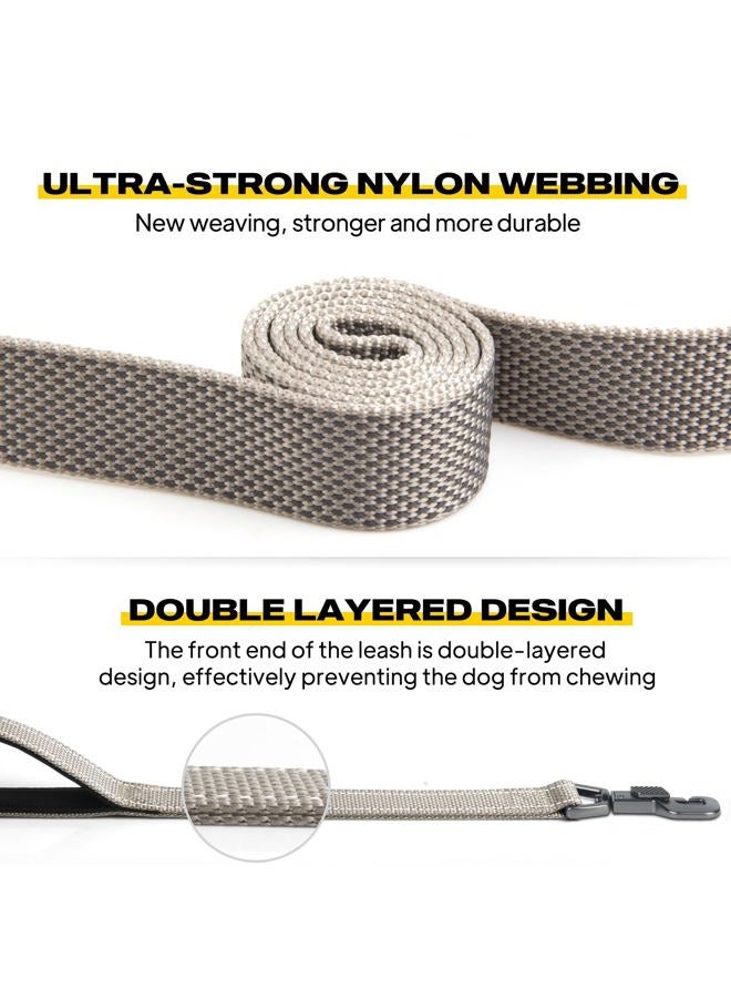 fida 4 FT Heavy Duty Dog Leash with 2 Comfortable Padded Handles, Traffic Handle & Advanced Easy Snap Hook, Reflective Walking Lead for Large, Medium & Small Breed Dogs, Grey - Image 3