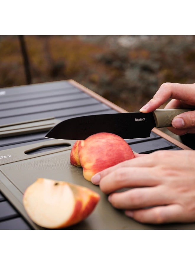 نكستول مجموعة أدوات الشواء الكاملة للتخييم تتضمن سكين نزهة، ولوح تقطيع، ومقص متعدد الوظائف، وملقط للشواء، وحقيبة حمل محمولة - مثالية للطهي في الهواء الطلق والسفر. - Image 3