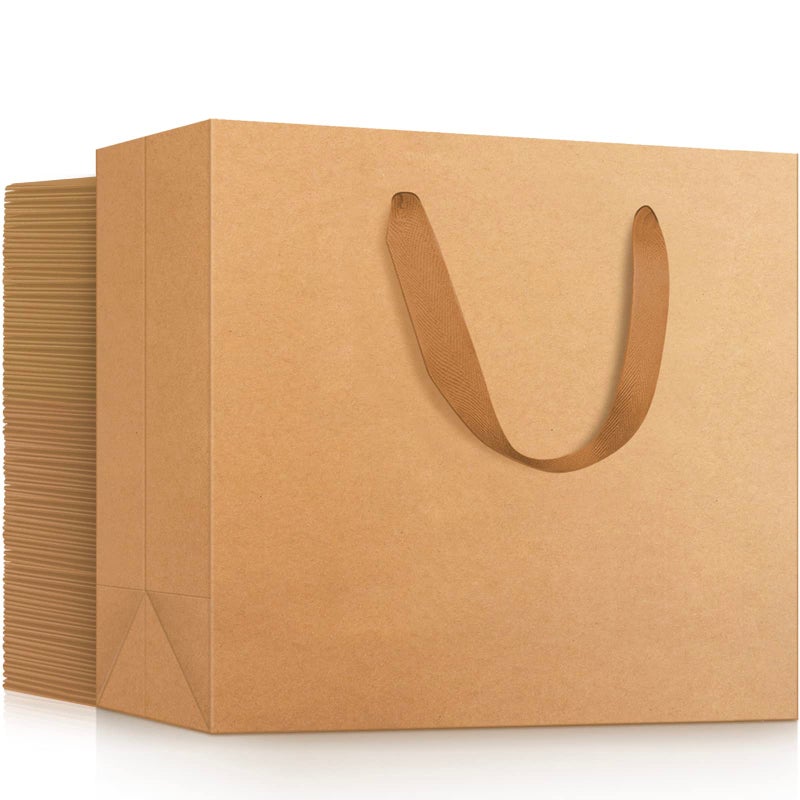 EUSOAR Kraft Shopping Paper Bags 50pcs 106 x 31 x 83 Brown Gift Bags With Handles for Party Retail Merchandise Wedding