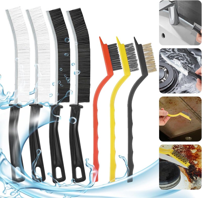 SWAMINE Crevice Cleaning Brush Hard Bristle,Magic Bathroom Gap Stiff Cleaning Brush,Multifunctional Groove Gap Cleaning Brush Tool Kits for Household,Bathroom,Kitchen,Groove,Shutter Door Window(7 Pcs) - Image 1