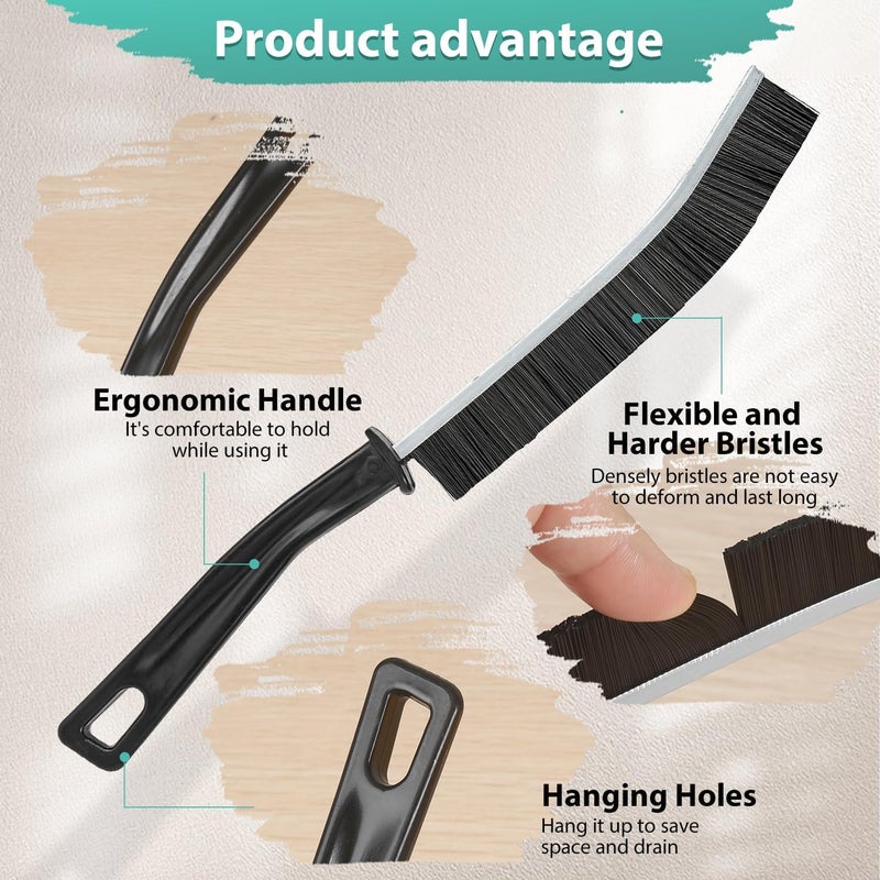 SWAMINE Crevice Cleaning Brush Hard Bristle,Magic Bathroom Gap Stiff Cleaning Brush,Multifunctional Groove Gap Cleaning Brush Tool Kits for Household,Bathroom,Kitchen,Groove,Shutter Door Window(7 Pcs) - Image 3