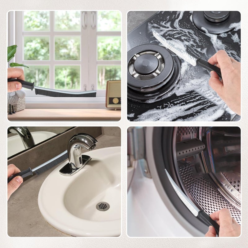 SWAMINE Crevice Cleaning Brush Hard Bristle,Magic Bathroom Gap Stiff Cleaning Brush,Multifunctional Groove Gap Cleaning Brush Tool Kits for Household,Bathroom,Kitchen,Groove,Shutter Door Window(7 Pcs) - Image 2