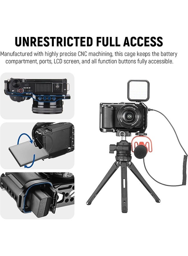 Neewer NEEWER ZV-E10 Camera Cage Compatible with Sony ZV-E10, Aluminum Video Shooting Cage Rig with Arca Type QR Plate, 1/4" Threads, Cold Shoe Mounts Compatible with SmallRig Top Handles Video Rigs, CA003  - Image 4