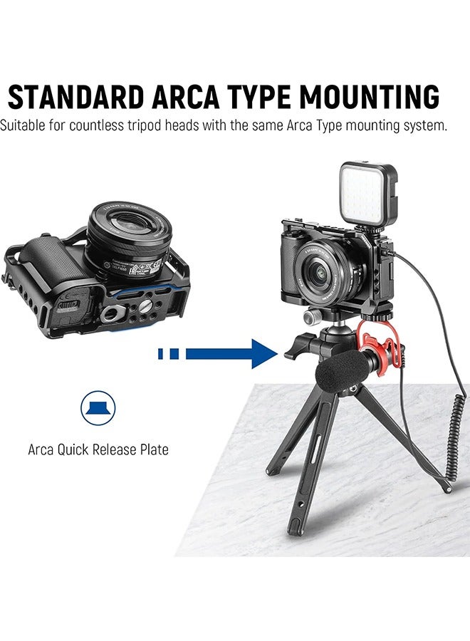 Neewer NEEWER ZV-E10 Camera Cage Compatible with Sony ZV-E10, Aluminum Video Shooting Cage Rig with Arca Type QR Plate, 1/4" Threads, Cold Shoe Mounts Compatible with SmallRig Top Handles Video Rigs, CA003  - Image 5