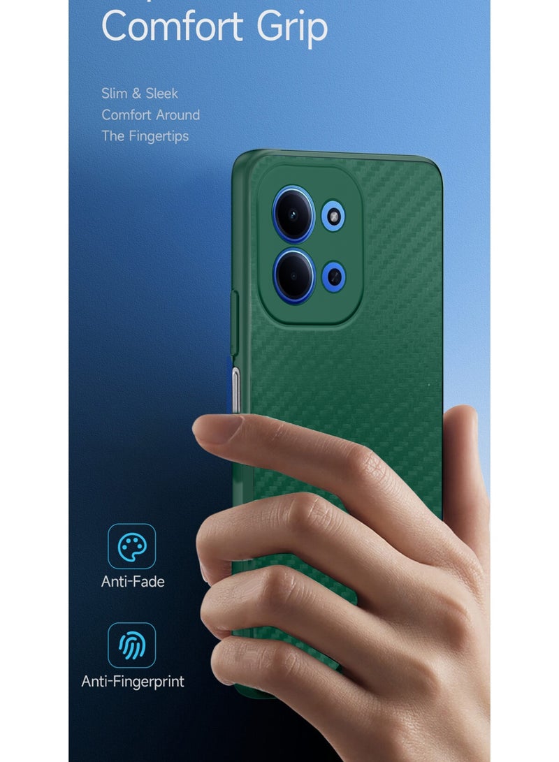 Wtech Xiaomi Redmi 15C 4G/5G 2025 Liquid Silicone Carbon Fiber Texture Case Cover (MCFPSN) - Dark Green - Image 3