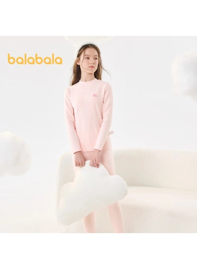 Balabala Girls' Underwear Set Children's Two-piece New Autumn Winter Fleece Cotton Cute Long Johns And Top