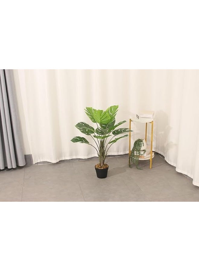 MARCOLO Artificial Monstera Tree in Black Pot, Green, Realistic Tropical Leaves, Indoor Home Decor (80cm) - Image 2