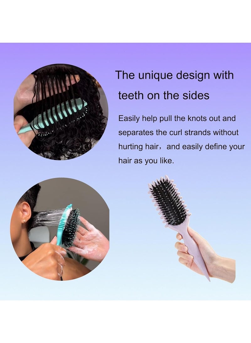 Fluffy Curl Defining Brush - Curl Brush for Curly Hair Wet,Elastic Hair Styling Comb For Bounce & Volume, Durable Plastic Bristles & Abs Handle - Image 3