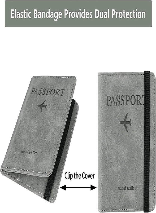 BLINE Passport Holder Cover Travel Wallet Organizer, Passport Case with PU Leather Travel Document Holder for Men & Women Travel Accessories (Grey) - Image 5