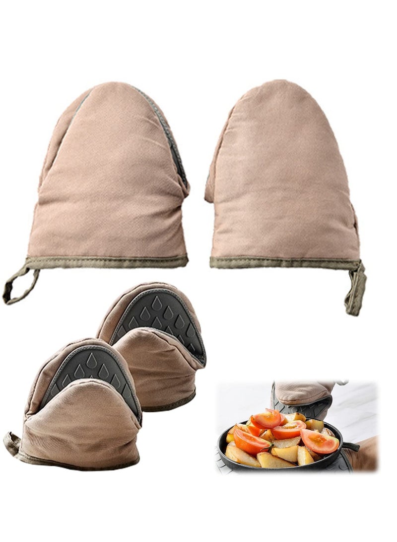 SYOSI Silicone Cooking Pinch Grips Oven Mitts, Finger Protector Pot Holder for Kitchen,Cooking,Baking,BBQ - Heat Resistant Gloves (2 Sets)  - Image 1