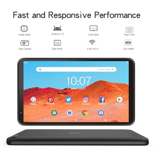 PRITOM 7 inch Tablet 32 GB -Android 13 Tablet PC with Quad Core Processor, HD IPS Display, Dual Camera, WiFi, Bluetooth, Tablets with Case - Image 2
