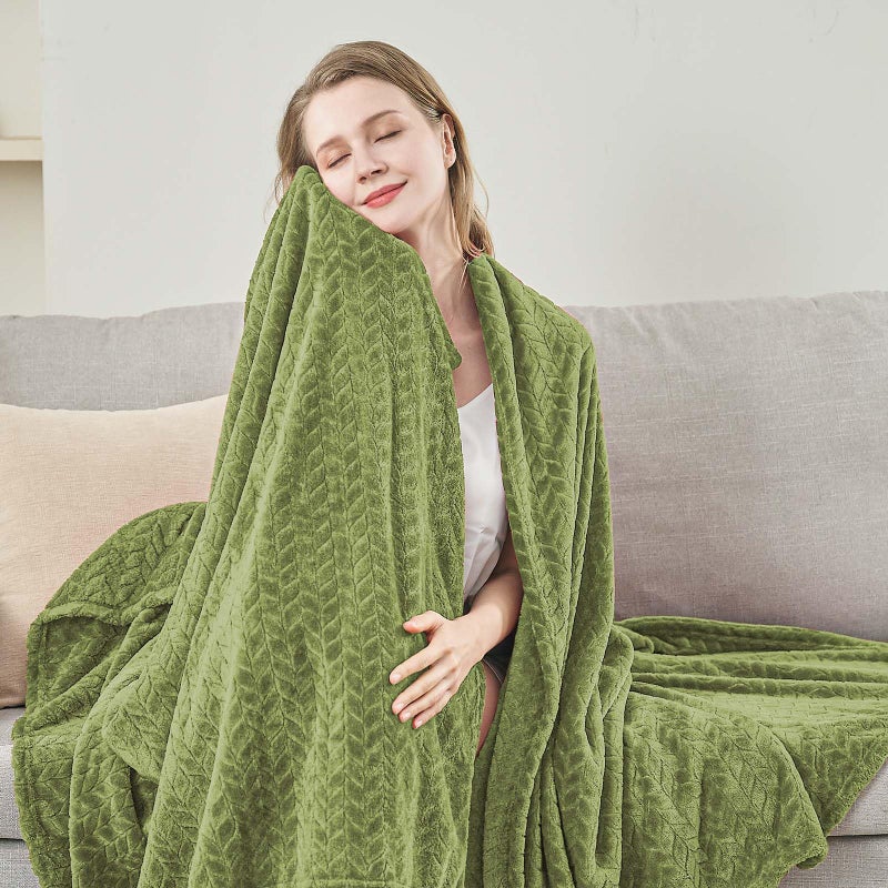 inhand Sage Green Fleece Throw Blanket for Couch, Super Soft Flannel Blanket, Lightweight Fuzzy Blankets Sofa Bed Office, Washable Cozy Plush Fleece Blankets&Throw for All Season(50x60 Inches) - Image 5