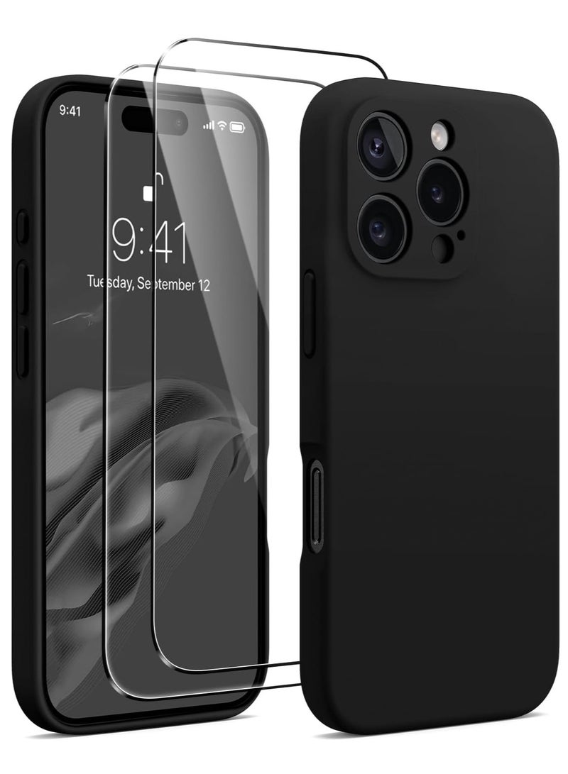 ELTRAZONE Compatible with iPhone 16 Pro Case, Silicone Upgraded [Camera Protection], [Compatible with MagSafe], Anti-Scratch Microfiber Lining Inside with 2 Screen Protectors – Black - Image 1