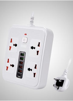 Tycom Power Strip Surge Protector with USB + Type C, Extension Cord Flat Plug with Widely 4 AC Outlet and 5 USB 1 Type C, Small Desktop Station, Compact Socket for Travel, Home and Office.