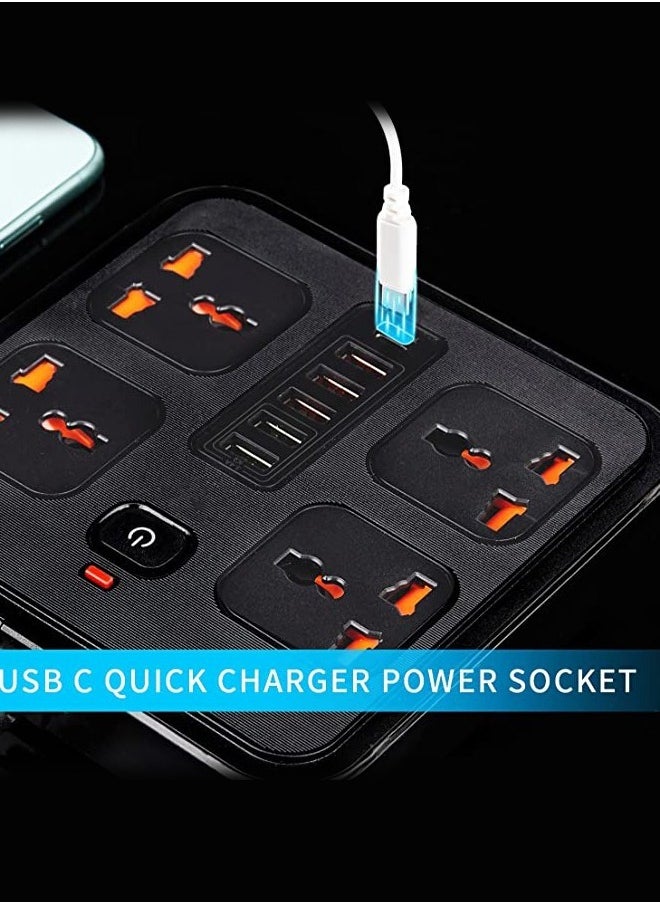 TYCOM - Tycom Power Strip Surge Protector with USB + Type C, Extension Cord Flat Plug with Widely 4 AC Outlet and 5 USB 1 Type C, Small Desktop Station, Compact Socket for Travel, Home and Office. - Image 1