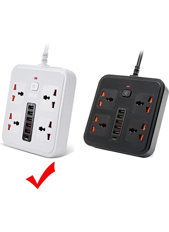 TYCOM - Tycom Power Strip Surge Protector with USB + Type C, Extension Cord Flat Plug with Widely 4 AC Outlet and 5 USB 1 Type C, Small Desktop Station, Compact Socket for Travel, Home and Office. - Image 1