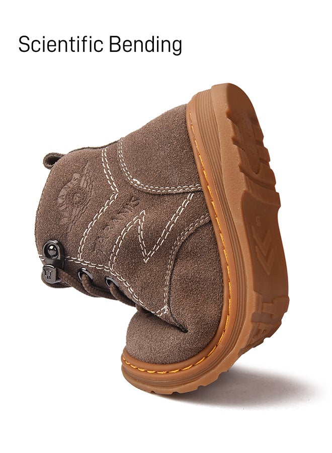 تارانيس حذاء تارانيس بني من جلد الغزال للأطفال - برباط وسحاب جانبي - Image 3