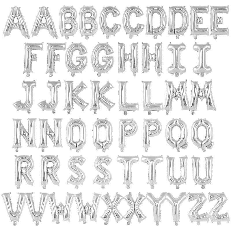 YOTHORN 52 Pcs Silver Letter Balloons16 Inch Foil Alphabet Letter BalloonsLetter AZ Balloon Banner Custom Phrase Balloon for Birthday Party Wedding Anniversary Decoration Silver 52pcs - Image 3
