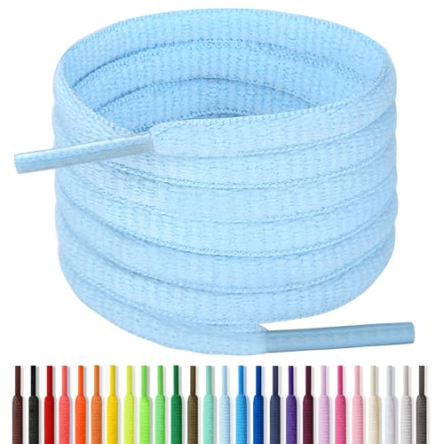 Handshop Half Round Shoelaces 1/4" - Oval Shoe Laces Replacements For Sneakers and Athletic Shoes Sports Baby Blue 45.3 inch (115cm) - Image 1
