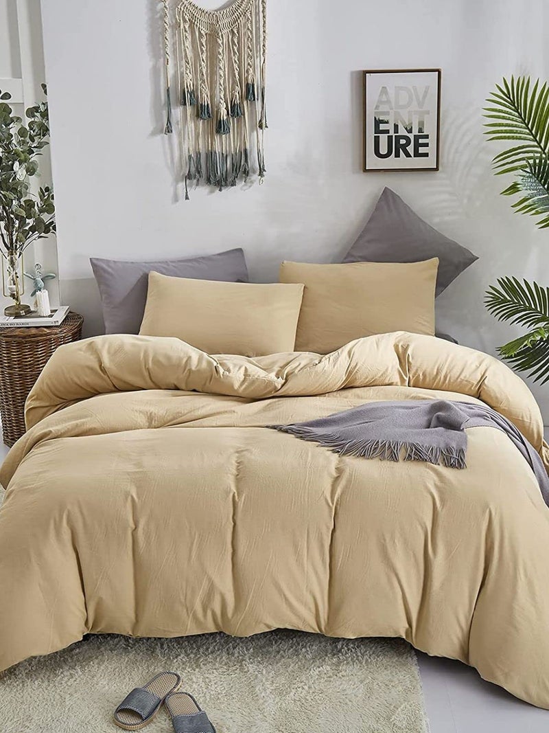 Sleeping Owls because your sleep matters Sleeping Owls Solid 210TC 100 Cotton 400Gsm Double Bedding Set Heavy Winter Comforter Beige 