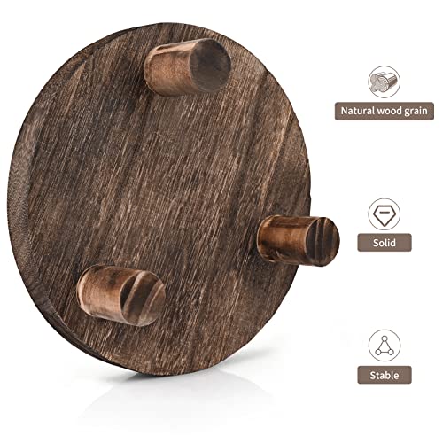 Yangbaga 2pcs Wooden Stool Display Stand, 8.46IN Round Plant Stand Wood-Flower Pot Supports Plant for Indoor Outdoor Home, GardenPatio Decorative - Image 3