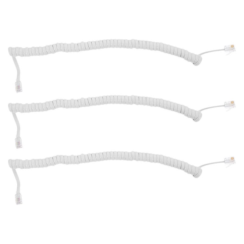 3 Pack Coiled Telephone Cord Flexible Receiver Cable for Landline Desk Phones - Image 2