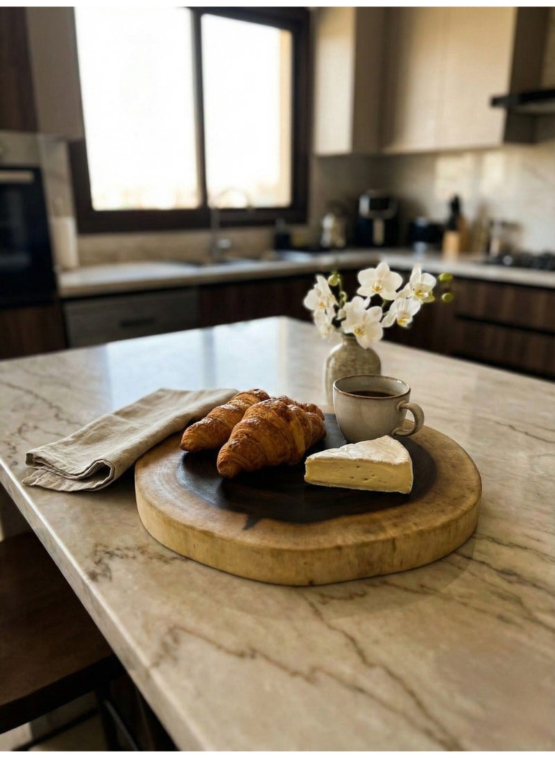 كذا هوم كازا هوم لوح تقديم فاخر من شريحة خشب طبيعي صلب – تشطيب عضوي بلمسات ريفية – للديكور والتقديم في المطبخ - Image 2