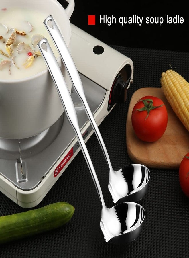 Hvanam Kitchen Soup Ladle 304 Stainless Steel Punch Metal Luminous Ladell Spoons With Pour Spout Gravy Ladles for Serving,Cooking,Canning,11.8 inch - Image 2