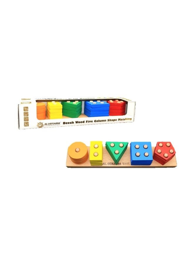 NIBEMINENT 21-Piece Beech Wood Five Column Shape Matching Playset - Image 2