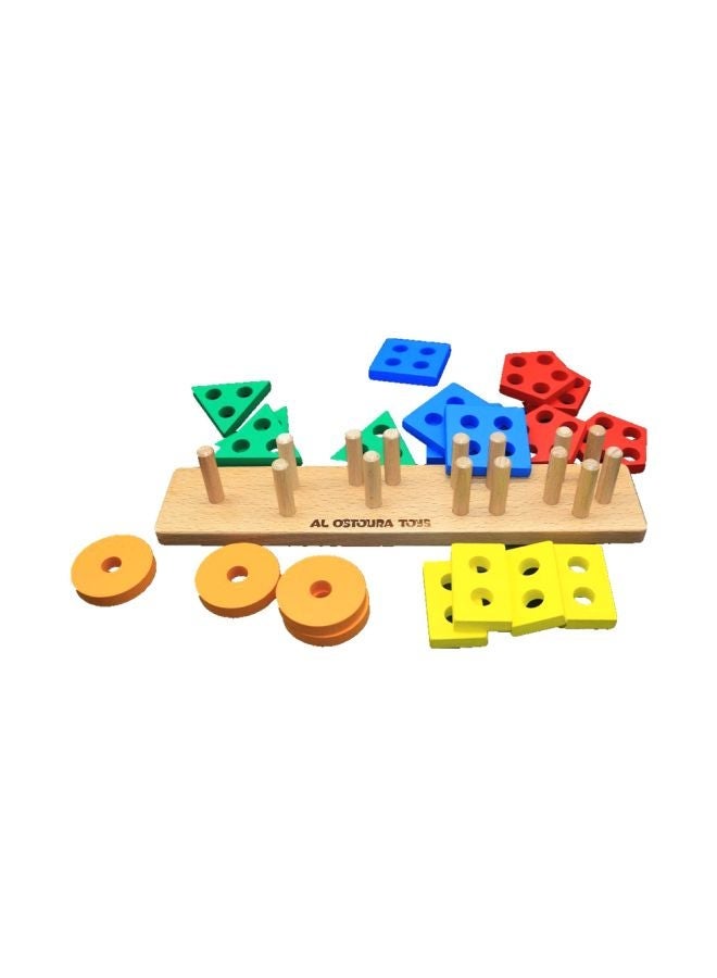 NIBEMINENT 21-Piece Beech Wood Five Column Shape Matching Playset - Image 3