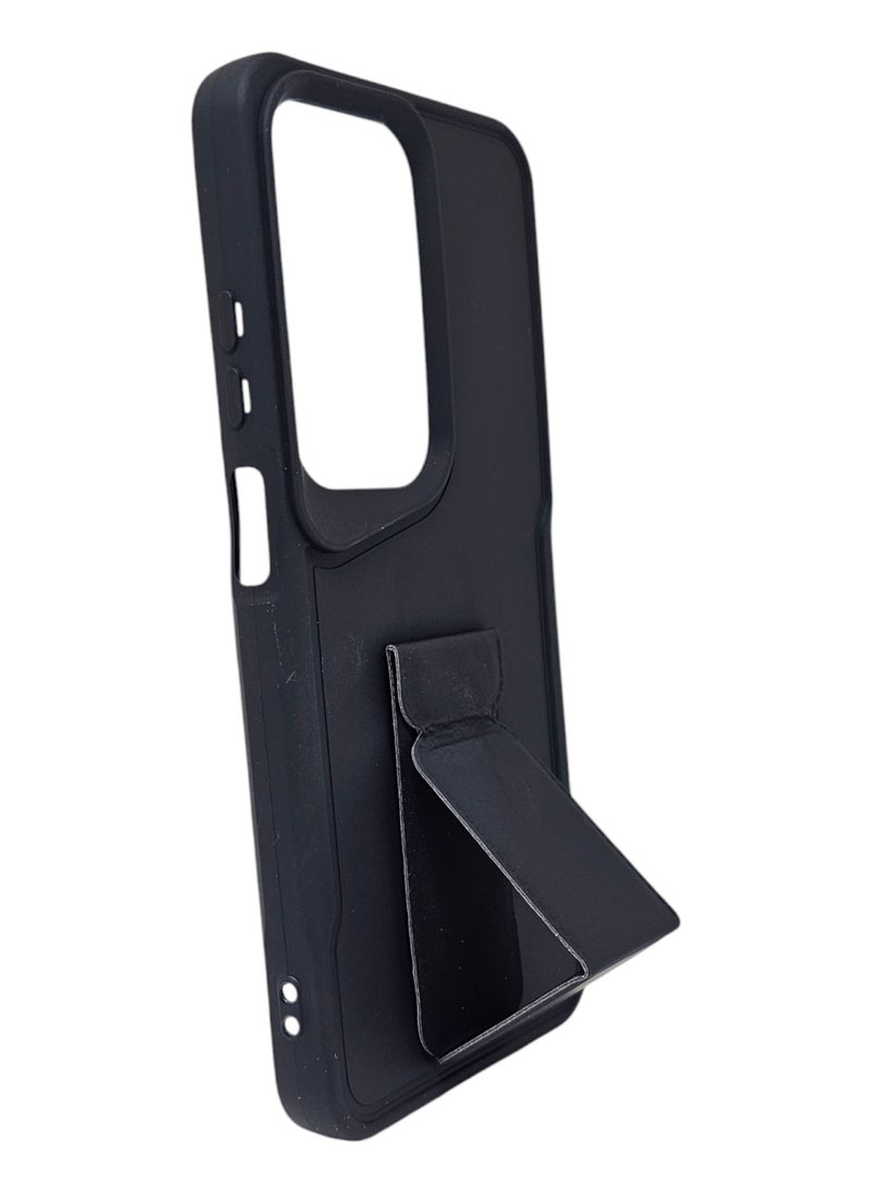 Generic Leather Back Cover With Holder For Infinix Hot 50 - Black  - Image 2
