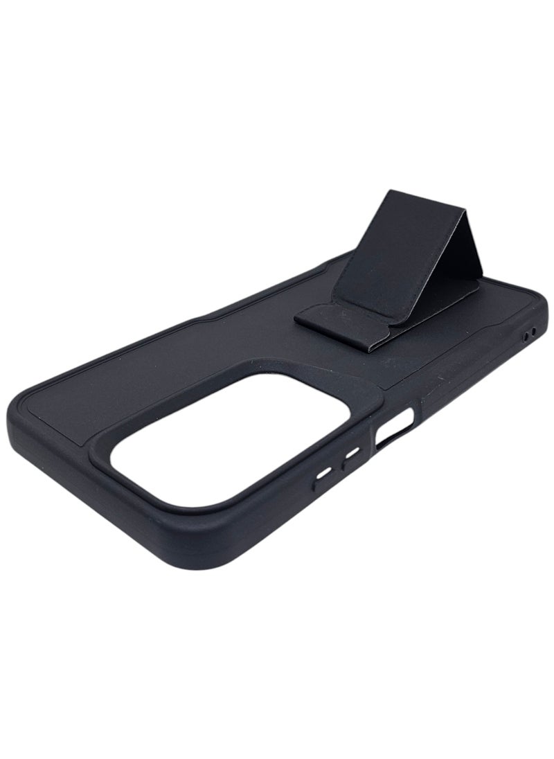 Generic Leather Back Cover With Holder For Infinix Hot 50 - Black  - Image 4