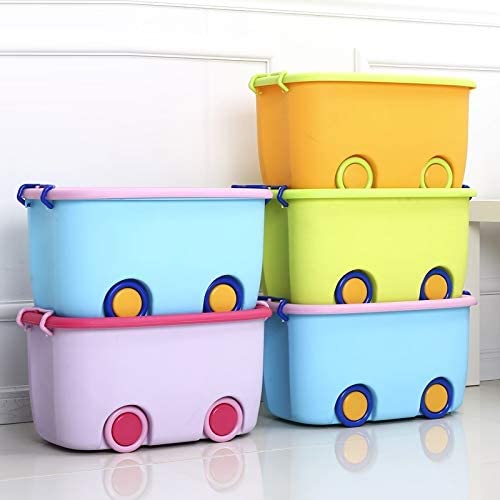 WHISKET Rolling Storage Container Box Big Size Plastic Stackable Rectangular Organizer Storage Box with Wheels and Container Bin with Lid and Wheels for Kids Toys - Image 4