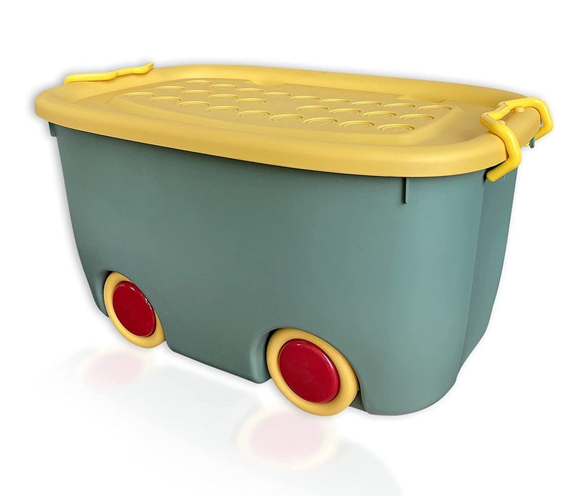 WHISKET Rolling Storage Container Box Big Size Plastic Stackable Rectangular Organizer Storage Box with Wheels and Container Bin with Lid and Wheels for Kids Toys - Image 1