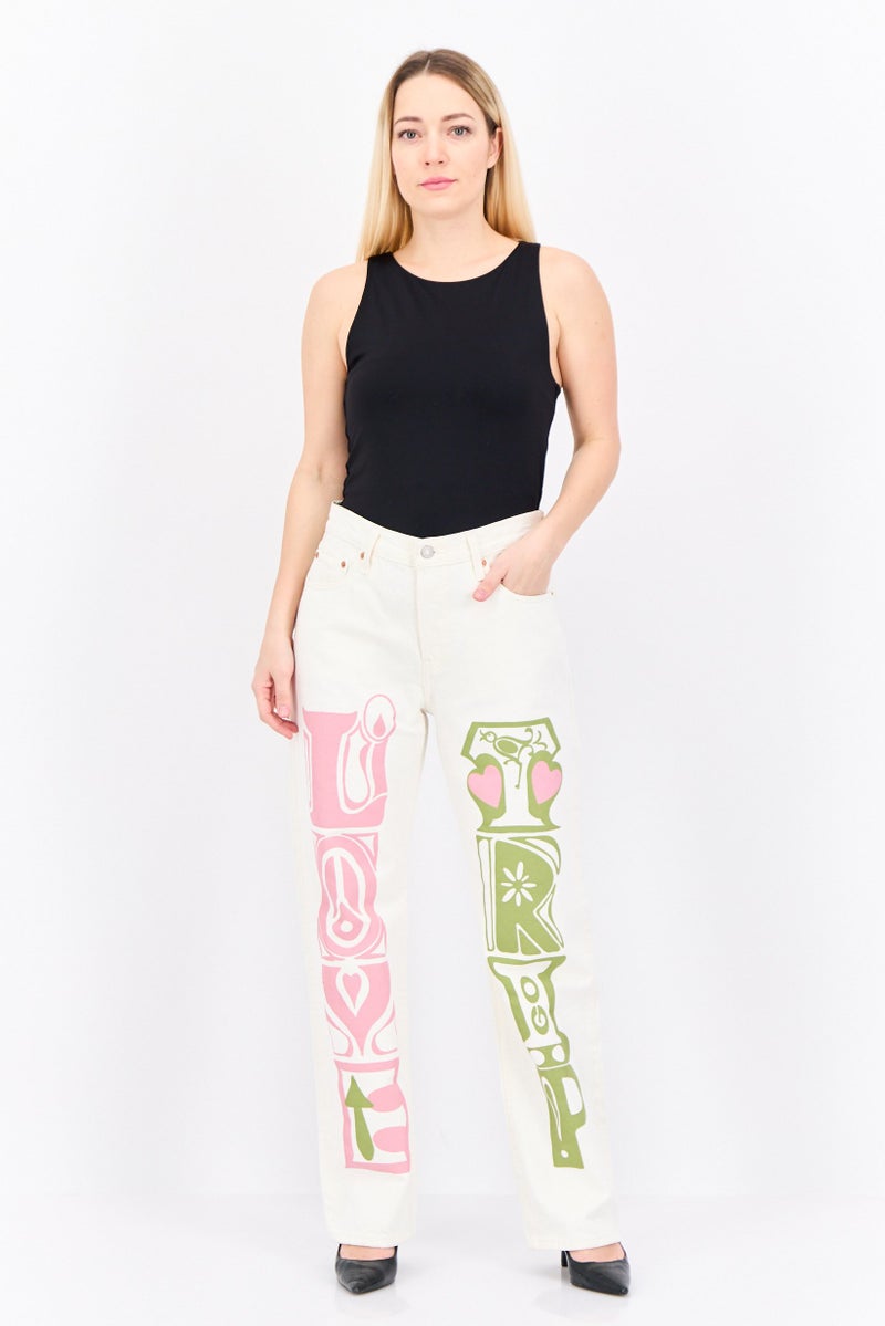 Levi's Women Regular Fit Graphic Print Non Stretchable Denim, White - Image 4