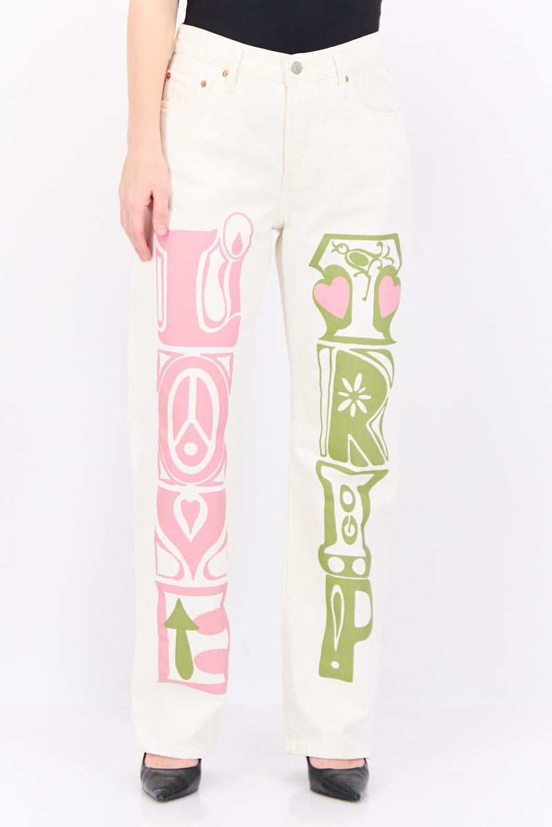 Levi's Women Regular Fit Graphic Print Non Stretchable Denim, White - Image 1