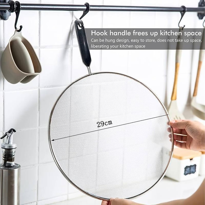 Steel Splatter Screen, Black 29cm Fine Mesh Grease Guard, Stainless Steel Splatter Screen Protects from Oil Splashes, Perfect for Cooking and Frying Pans - Image 3