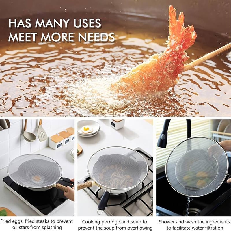Steel Splatter Screen, Black 29cm Fine Mesh Grease Guard, Stainless Steel Splatter Screen Protects from Oil Splashes, Perfect for Cooking and Frying Pans - Image 5