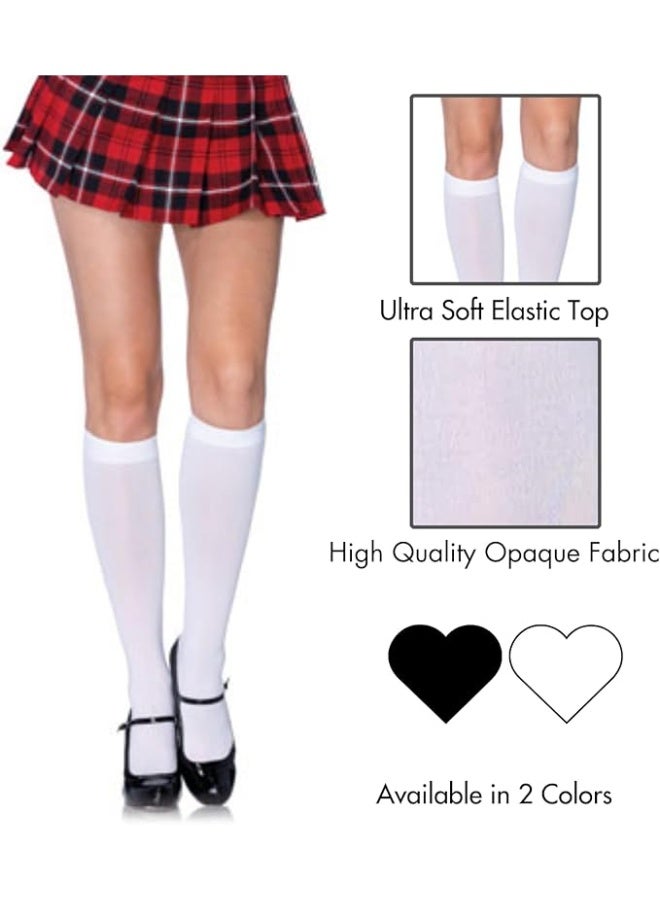 Leg Avenue Women's Nylon Knee High Socks, White Opaque, One Size - Image 5