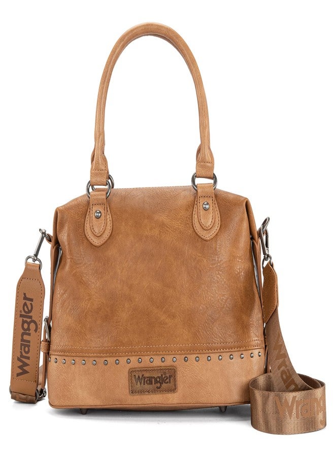 Wrangler Satchel Bag for Women Top handle Handbags Doctor Bag Vintage Purse and Leather Like Crossbody Bag for women With Wide Strap WG122-S5110LBR - Image 4